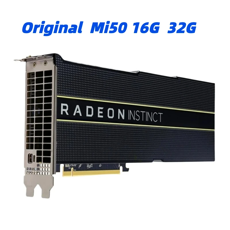الأصلي لـ AMD Radeon Instinct Mi50 مسرع 16 جيجابايت 32 جيجابايت بطاقة الرسومات HBM2 تعلم الآلة ، HPC ، AI ، GPU 99% جديد