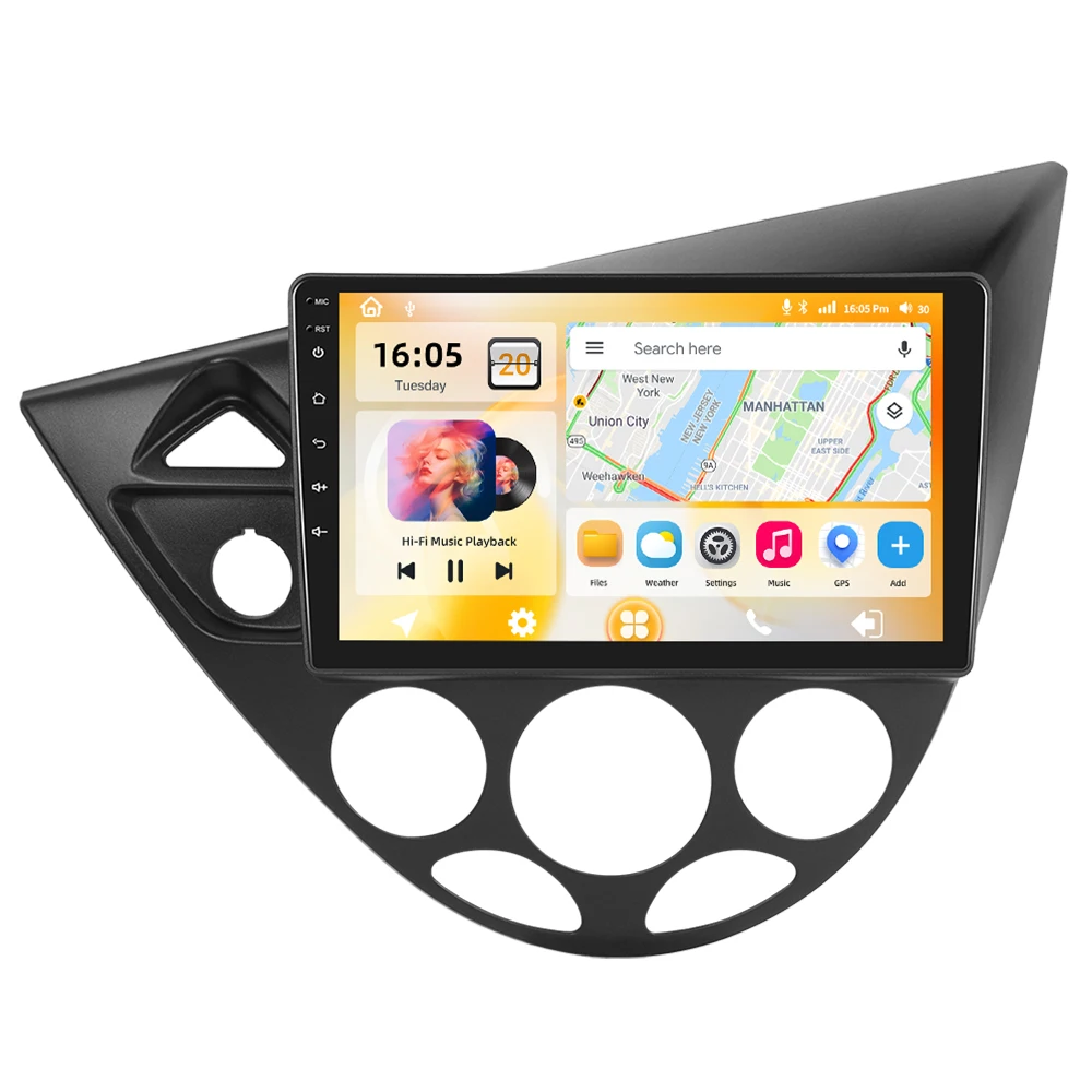 Podofo Carplay 2DIN Android Auto-Multimedia-Player für Ford Focus 1998 1999 2000-2005 8-Kern Android Autoradio GPS 4G WIFI FM RDS