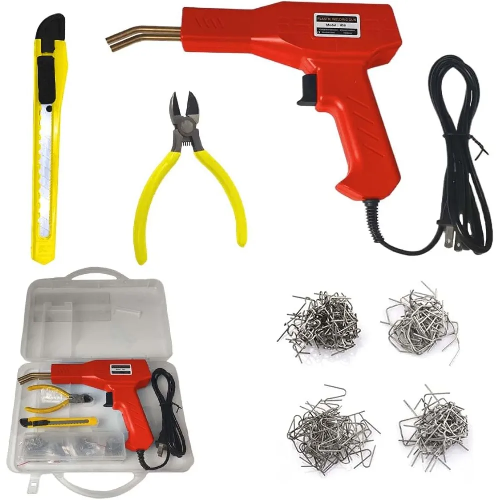 

Plastic Welder Kit, Plastic Welder Soldering Gun with 4 Types 1000 Staples, Hot Stapler Plastic Welding Machine Bumper Repair Ki