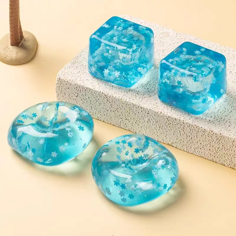 Fiocco di neve Cubo di ghiaccio Giocattolo da spremere allo stress Squishy di zucchero al malto croccante con rimbalzo lento, ASMR Fidget sensoriale per giochi da scrivania e in ufficio