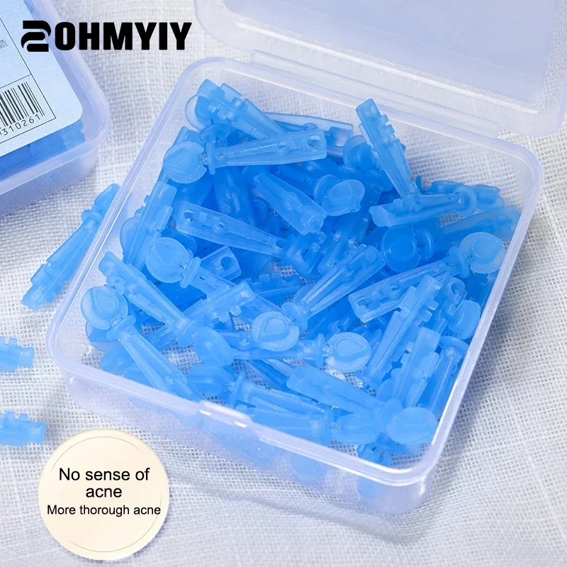 50 pçs removedor de cravo descartável acne agulhas removedor cravo ferramenta remoção e limpeza facial agulhas de aço inoxidável