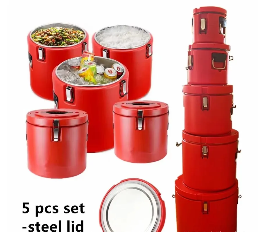 Oversized stainless steel lid 5-piece food warmer cooler