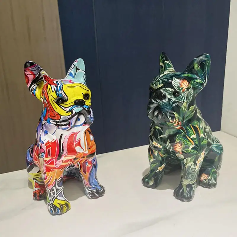 Colorful Dog Statue | French Bulldog Home Decorations | Graffiti Animal Statue Nodic Home Decor Decorative Figurines Gift For Do