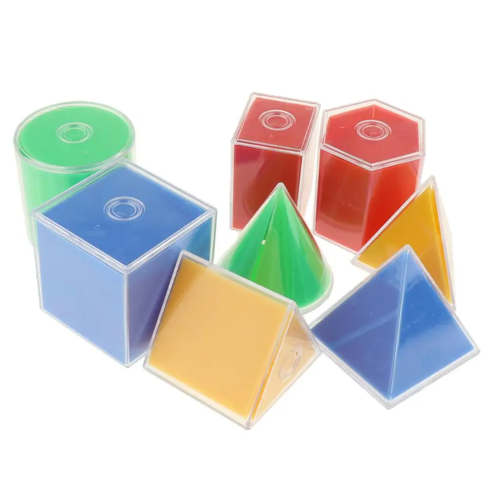 8Pcs Geometric Solids Math Geometry Shapes Early Education Teaching Aids