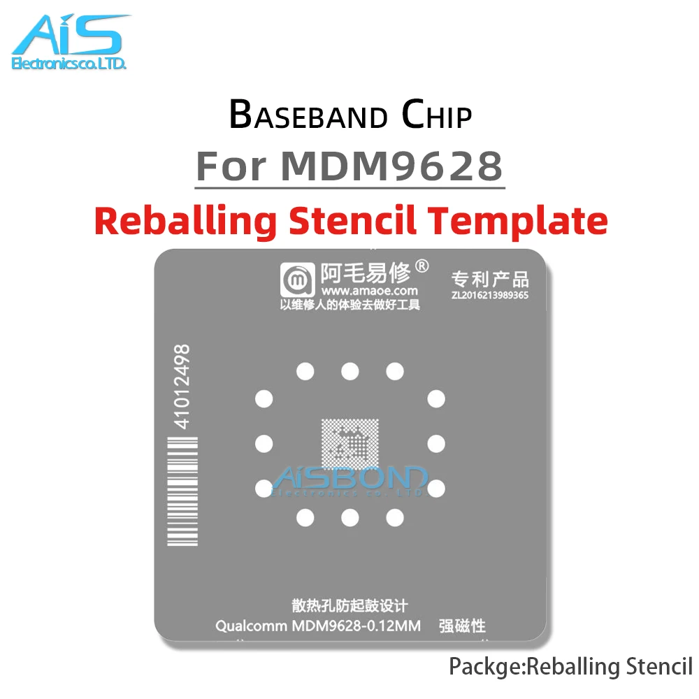 

AMAOE BGA трафарет для реболлинга, шаблон для MDM9628, силовая пластина для бейсбольной полосы, оловянная сетка для растений, стальная сетка