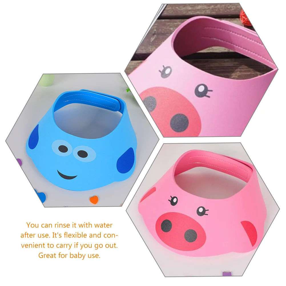 

2pcs Shower Cap Adjustable Bath Hat For s Hair Washing Visor Shampoo Shield Bathing Hat Cartoon Design Bathing
