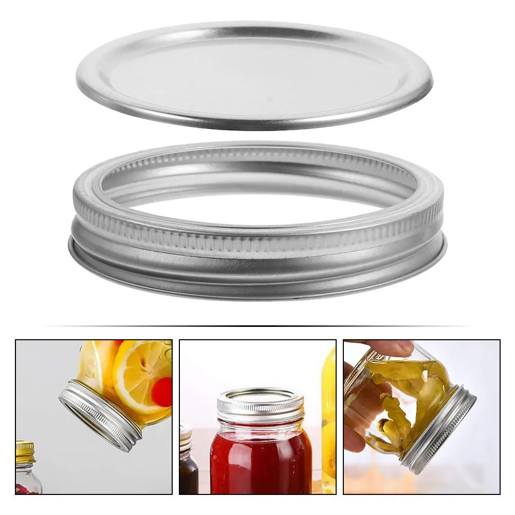 

6Set Tinplate Metal Canning Lids Leakproof Airtight Jar Covers Replacement Storage Caps Jar Drinking Lids Airtight Jars Covers