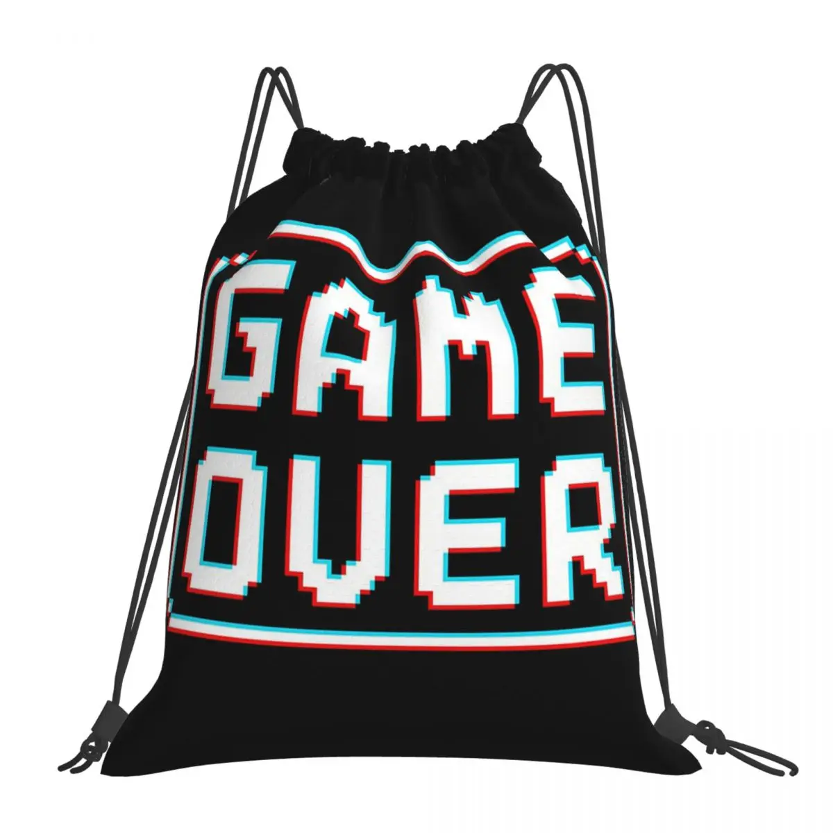 GAME OVER Glitch zaini borse portatili con coulisse borsa con coulisse tasca per articoli vari BookBag per studenti di viaggio