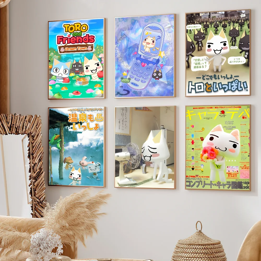 Inoue Toro แมวน่ารักโปสเตอร์ขนาดเล็กพิมพ์ภาพวาดห้องนอนห้องนั่งเล่นสติ๊กเกอร์ติดผนัง Office