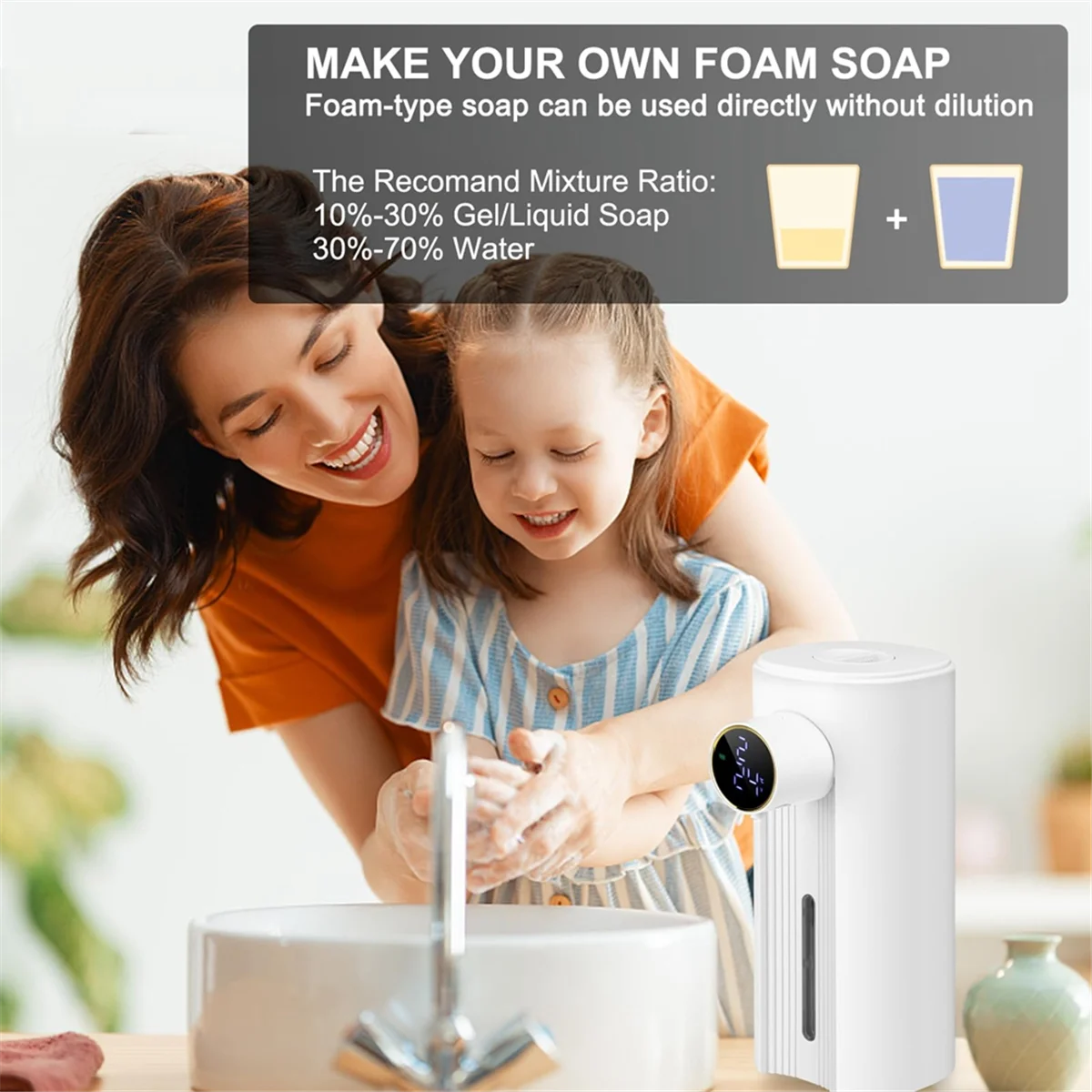 Automatic Soap Dispenser Foaming Touchless Auto Dish Soap Dispenser Hands Free Soap Dispenser Smart Electric Recharge,A