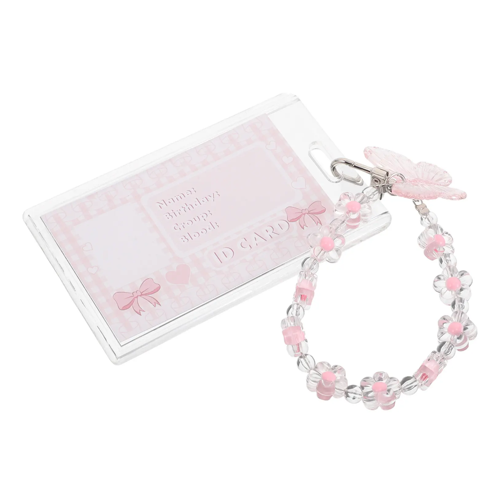 

Прозрачный акриловый держатель для карт с дизайном брелока-бабочки, прочный, устойчивый к царапинам, защитный чехол для ID-карт для студентов, профессионалов, для фотографий