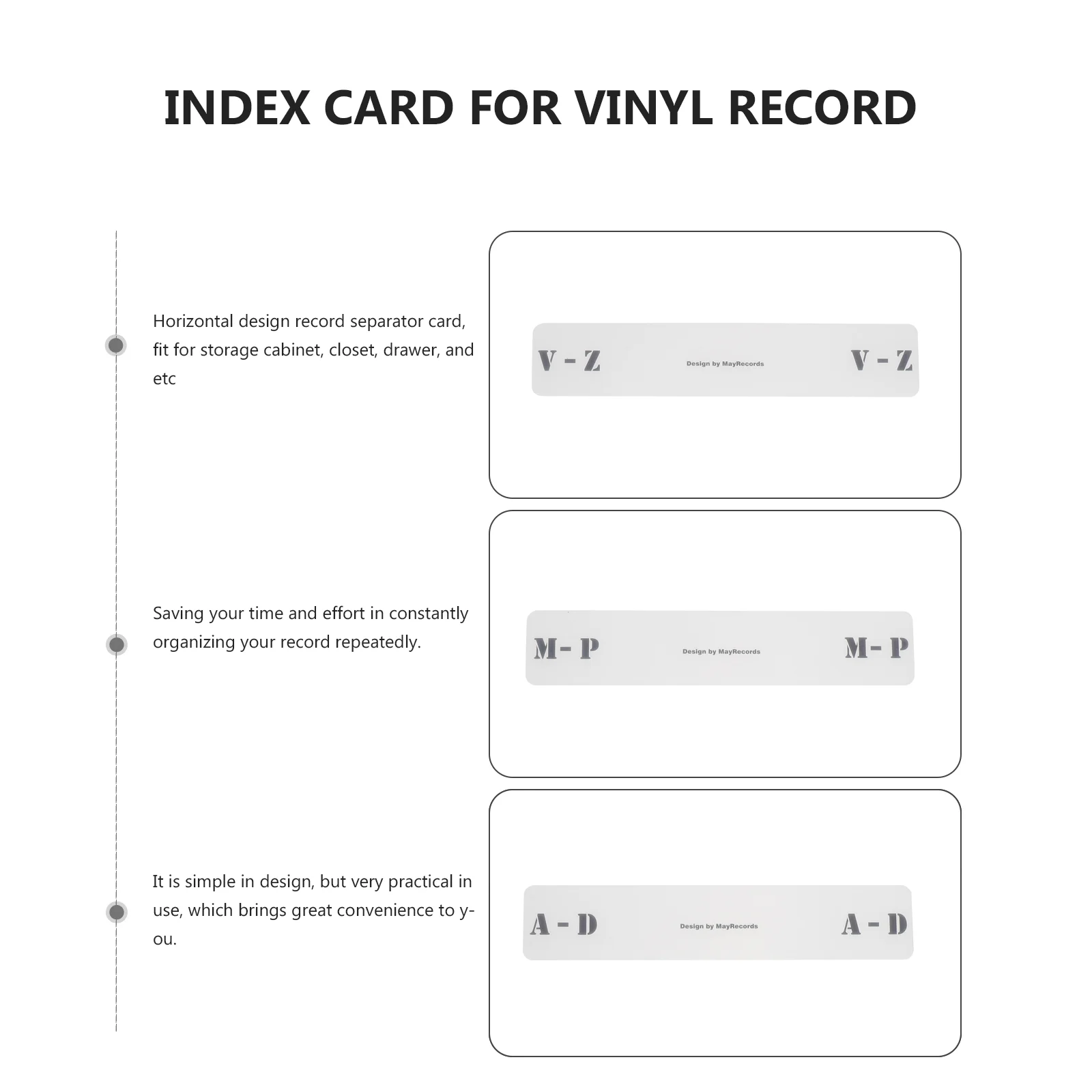 Imagem -06 - Horizontal Label Organizador Divisores Record Sorting Card Vinyl Records Gaveta Dividindo Linha Amante cd Acrílico Office Pcs