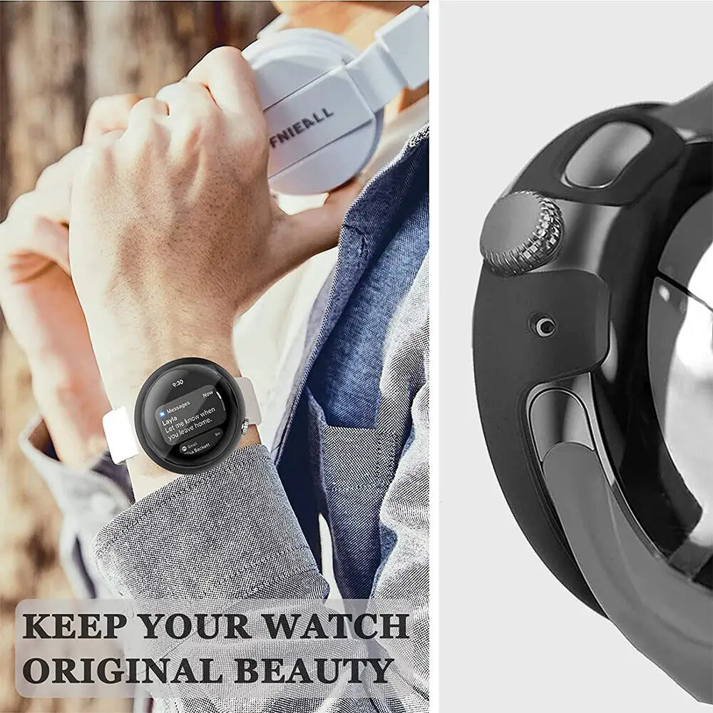Tempered Glass+Cover For Google Pixel Watch PC Protective Case Full All-Around Bumper Screen Protector for Google Pixel Watch