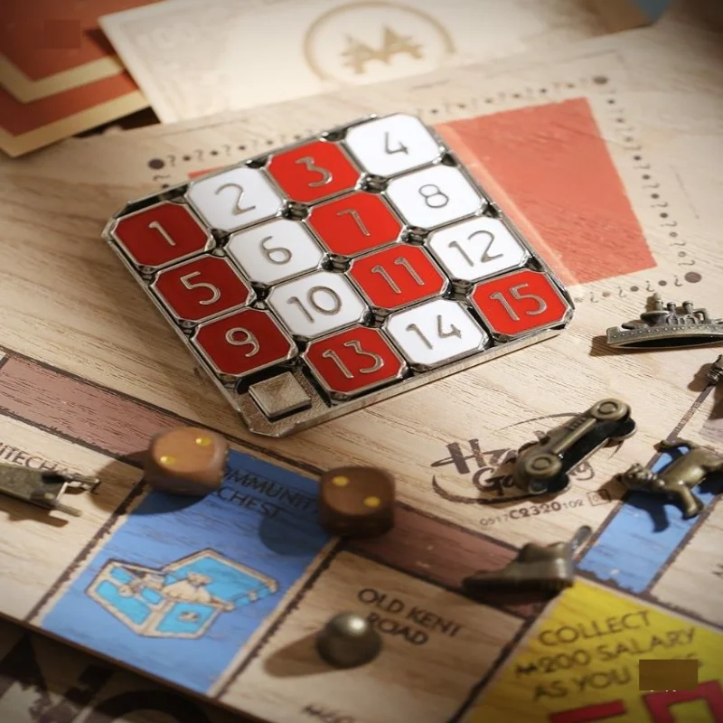 1-15 Metal Number Slide Puzzle Brain Puzzle Games Exercise The Brain Educational Toy Developing for Children Huarong Road Toys