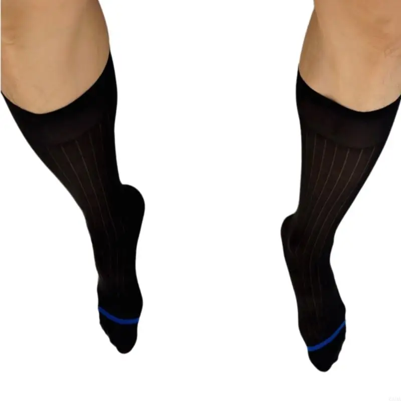 الجوارب الشفافة للرجال ركبة الجوارب عالية الفستان نايلون فوق الجوارب اللباس 6xda #5