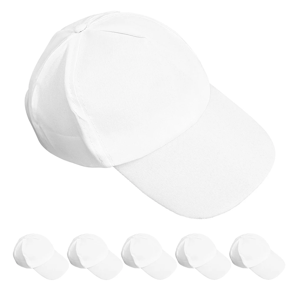 

6 Pcs Children's Hand-painted Graffiti Hat Baseball Cap Beach Hats for Kids Cotton