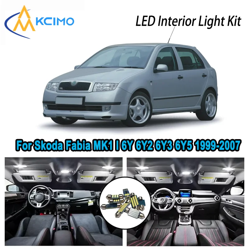 

For Skoda Fabia MK1 I 6Y 6Y2 6Y3 1999-2007 Premium Bright LED Interior Dome Map Trunk Light Kit Car Led Lamps Canbus No Error
