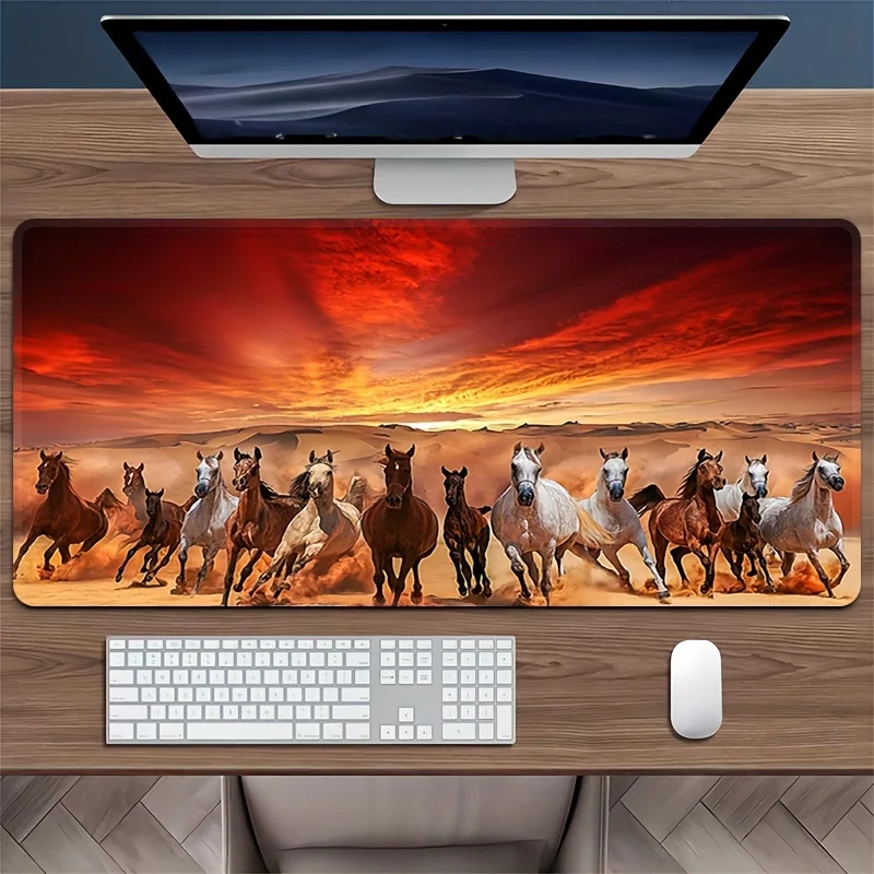 CIFBUY Large Gaming Mouse Pad Running Horse PC Keyboard Desk Mat Durable Stitched Edge Non-Slip Base Home Office Laptop Decor