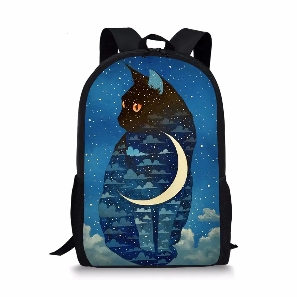 Mochila escolar con estampado 3D de gato para niños y niñas, morral escolar para adolescentes, bolsa de libros de viaje