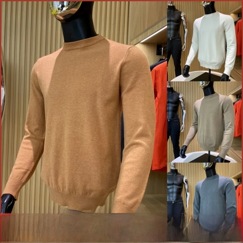 

Men's round Ne Knitted Sweater Wool Blend Base irt Trendy Ci Faion Long Sve Color Autumn Winter New Arrival