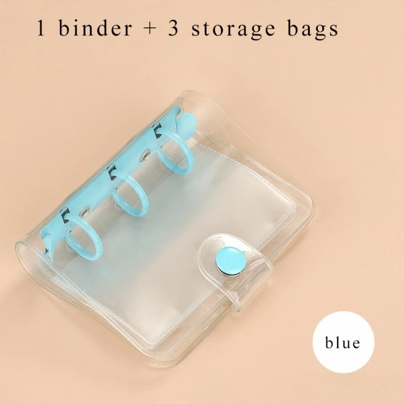 1Pc Creative Cute Transparent 3 ring Mini Loose-leaf Hand Book Student Portable Notebook ring binder School Supplies