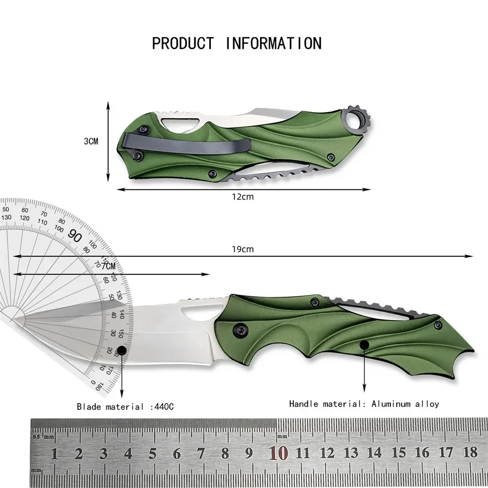 Cuchillo de bolsillo plegable CJH420 modelo 440C hoja mango de aleación de aluminio caza al aire libre Camping EDC supervivencia herramienta de senderismo regalo