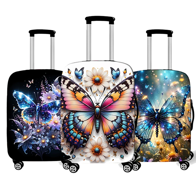 Colorful Butterfly Print Women Luggage Case Cover Insect Flower Ladies Travel Suitcase Case Covers with Elastic Dust Cover Gift