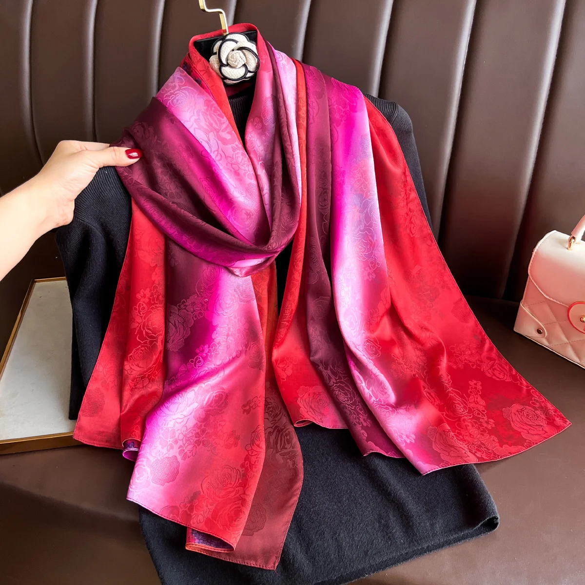 70*180cm mujeres Hijab bufanda Jacquard envoltura musulmana Ramadán Islam pañuelo de invierno Hijabs turbante pañuelo
