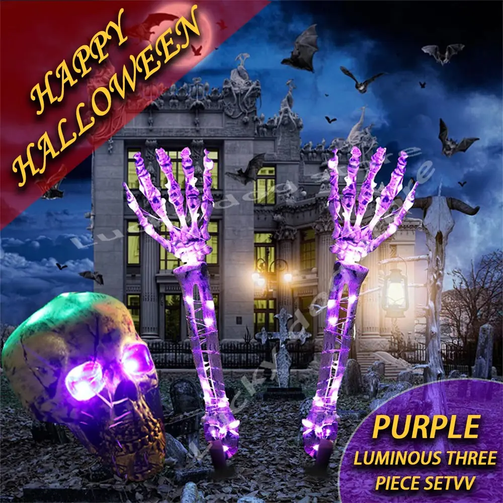 

Decorate Skeleton Hand for Halloween Garden Ornament LED Glowing Ghost Hands Skeleton Hands Lights Halloween Decoration