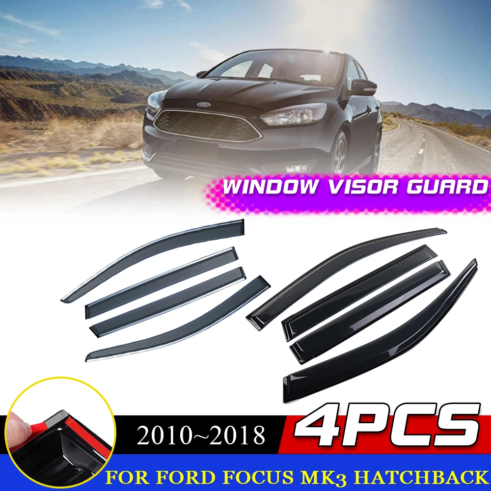 Windows Visor for Ford Focus MK3 Hatchback 2010~2018 Vent Door Wind Sun Rain Eyebrow Smoke Deflector Cover Sticker Accessories