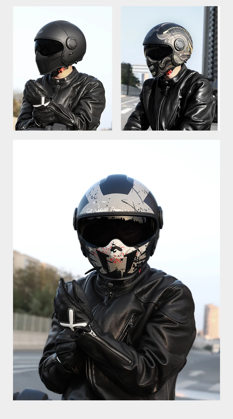 Modular Motorcycle Helmet Double Lens Full Face Motorcycle Helmet Man Woman Retro DOT Open Face Motorcycle Helmets Casco Moto