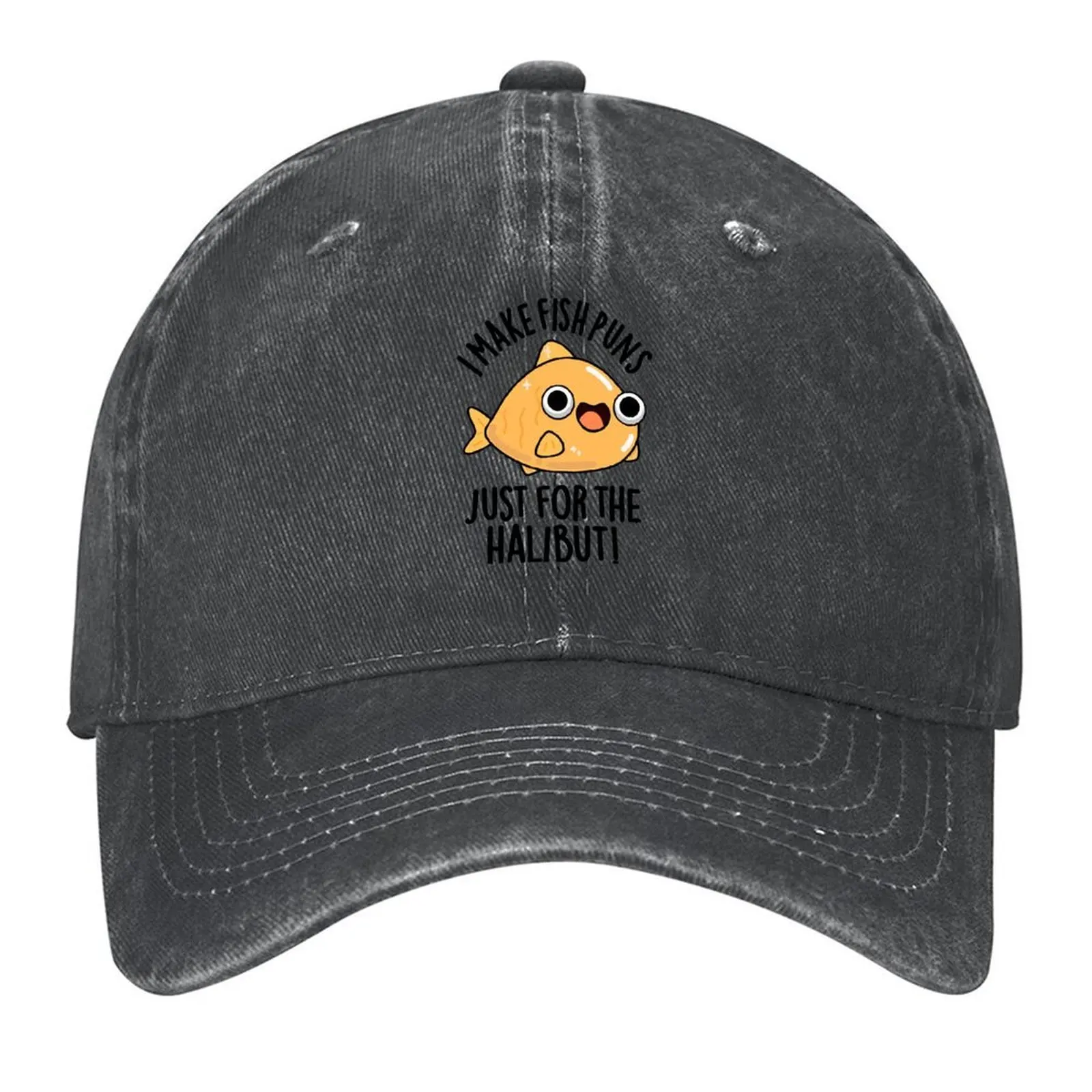 

I Make Fish Puns Just For The Halibut Funny Puns Baseball Cap hats on offer Sun Cap Beach cute Designer Man Women's