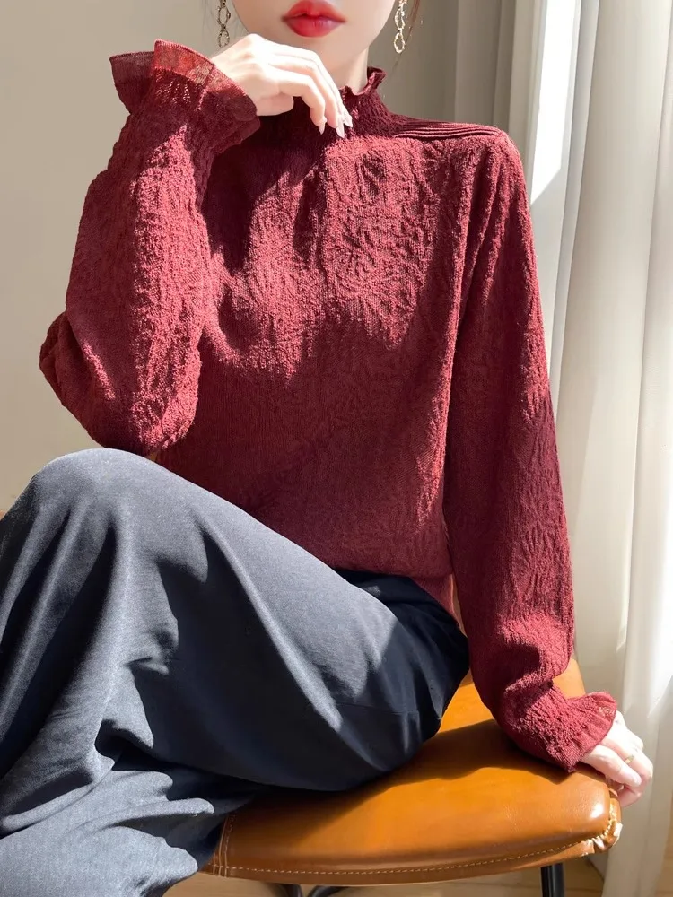 Faionable Strickpullover Damen f High Collar Base irt Oberbekleidung Le Design Warm Thermal Regular Sve Long