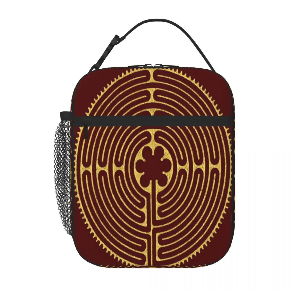 Hot Sale Sacred Geometry Symbol - Chartres Labyrinth 2 Graphic Nylon Lunch Bag Classroom Meal Insulated Food Bag