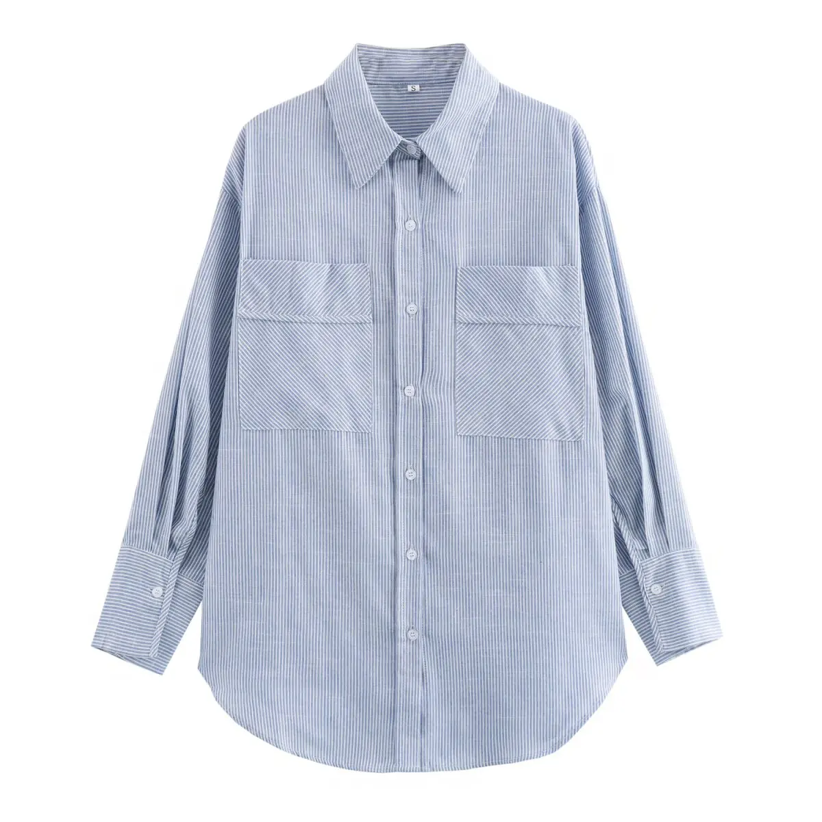 

2025 Summer Women's Clothing European and American Style Fashion Casual Simple Striped Shirt with Pockets