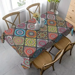 Boho Mandala Rectangle Tablecloth Kitchen Dining Table Decor Reusable Waterproof Tablecloth Holiday Party Wedding Decorations