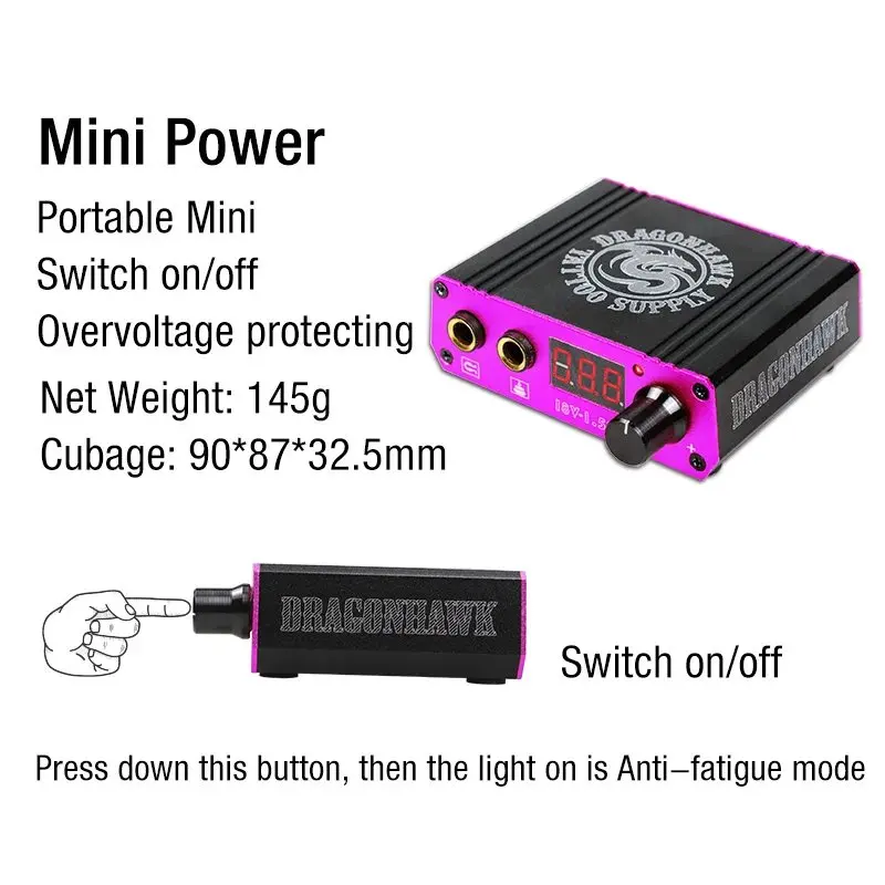 Dragonhawk Top Quality Mini Tattoo Power Box  LCD For Tattoo Machine Tattoo Power Supply