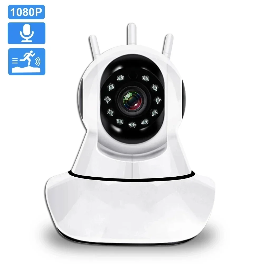 เสาอากาศ IP Wi-Fi กล้องรักษาความปลอดภัยป้องกันการเฝ้าระวัง Camera1080p IP Wi-Fi กล้องถ่ายรูปอินฟราเรด360 ° การหมุน3เสาอากาศ3