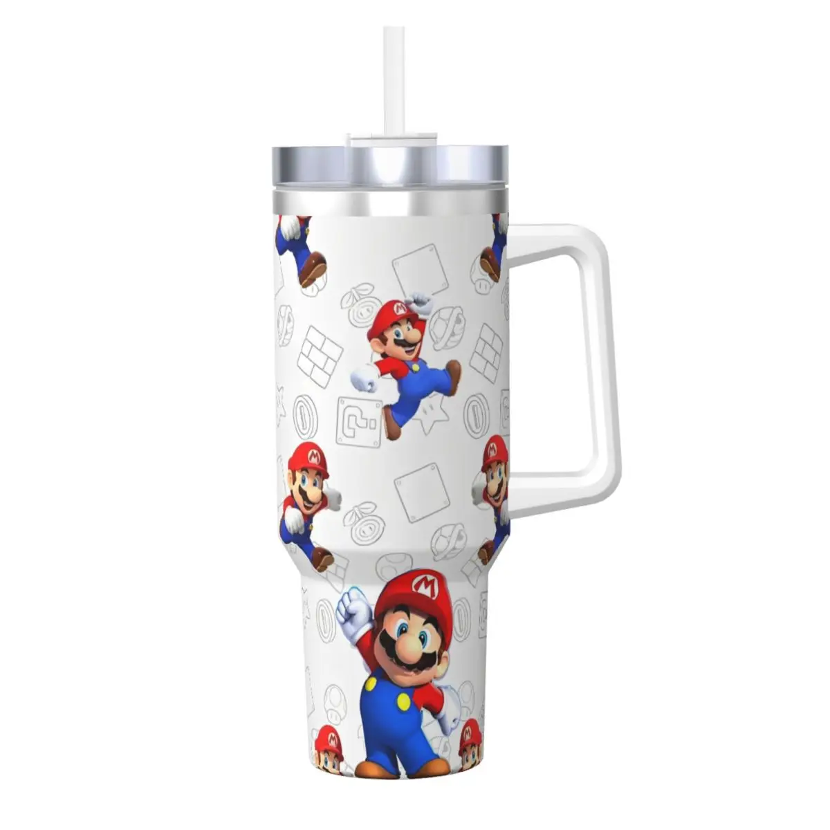 Vaso de acero inoxidable, taza térmica de Super Mario, preservación del calor, bebidas frías, tazas para coche, botella de agua gráfica para viajero