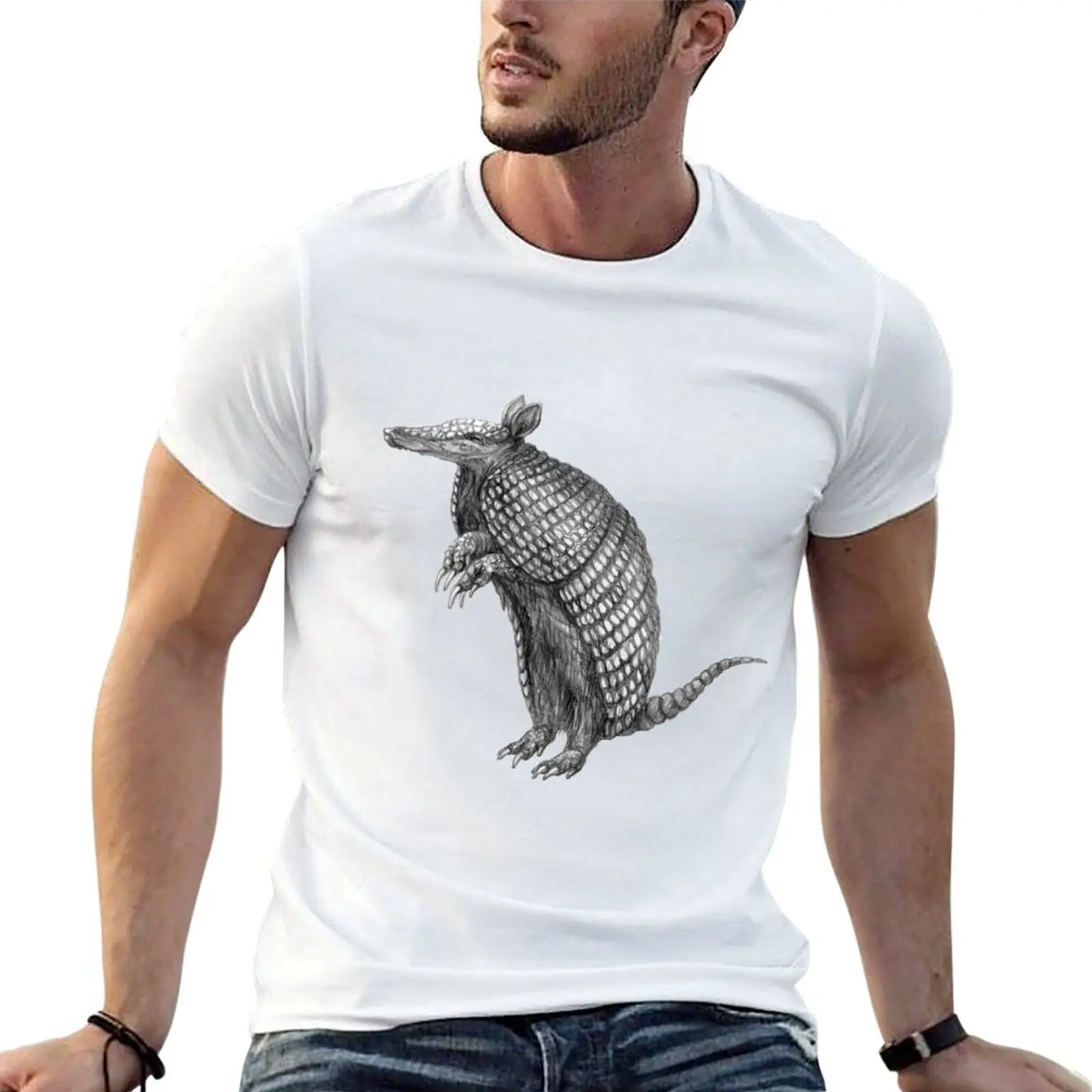 Pencil drawn armadillo T-Shirt t shirts for man pack white t shirts for man graphic vintage t shirts for man cotton T-shirt