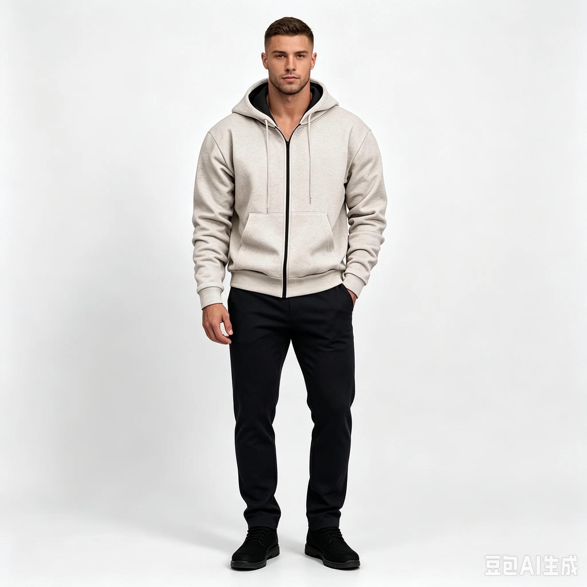 New Men Autumn Winter Hooded Zip Sweatshirt, Functional Fleece Lined, Ins Trendy Warm Casual Hoodie Outerwear