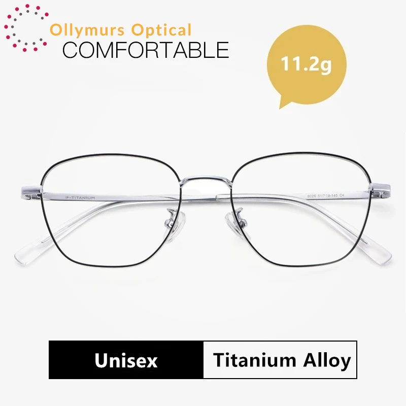 

OLLYMURS Ultra-light Fashion Pure Titanium Eyewear Frame Men's Retro Round Decorative Optical Myopia Glasses Frame Women 9026JY