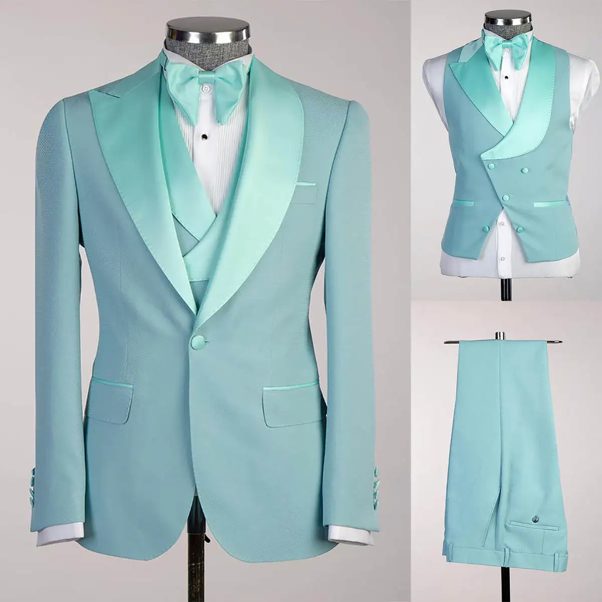 

Glamorous Men Suit Set Tailor Made Bowknot Single Breasted Casual Suits For Men Slim Fit Groom Tuxedos Custom Made For Men