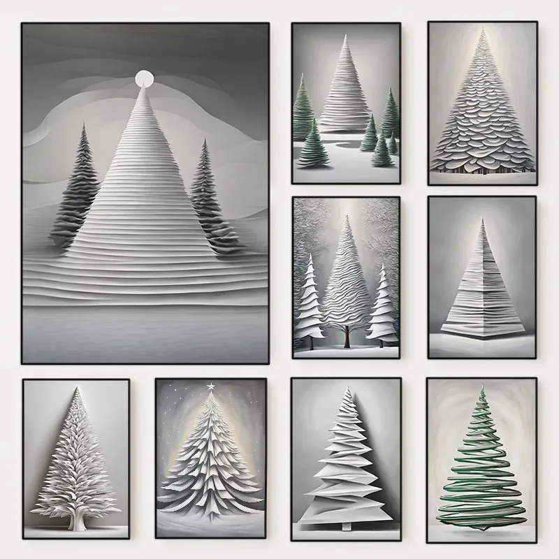 الحد الأدنى مجردة عطلة زن شجرة عيد الميلاد المشارك السنة الجديدة احتفالية المائية حائط لوح رسم الفن لغرفة ديكور المنزل