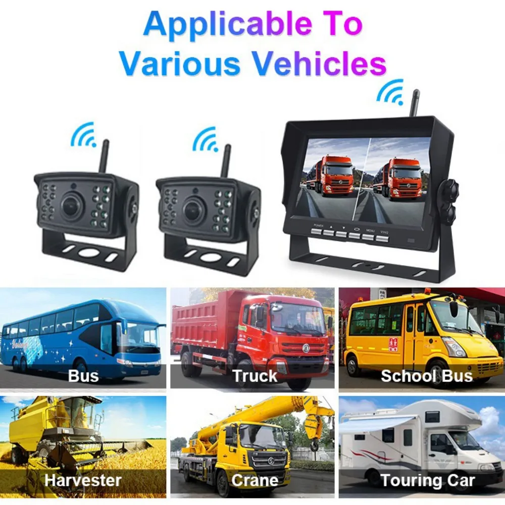 

Wireless 7" AHD IPS DVR Monitor Rear View Backup Camera Wireless Truck Forklift Harvester Monitoring System DVR Reverse View Cam