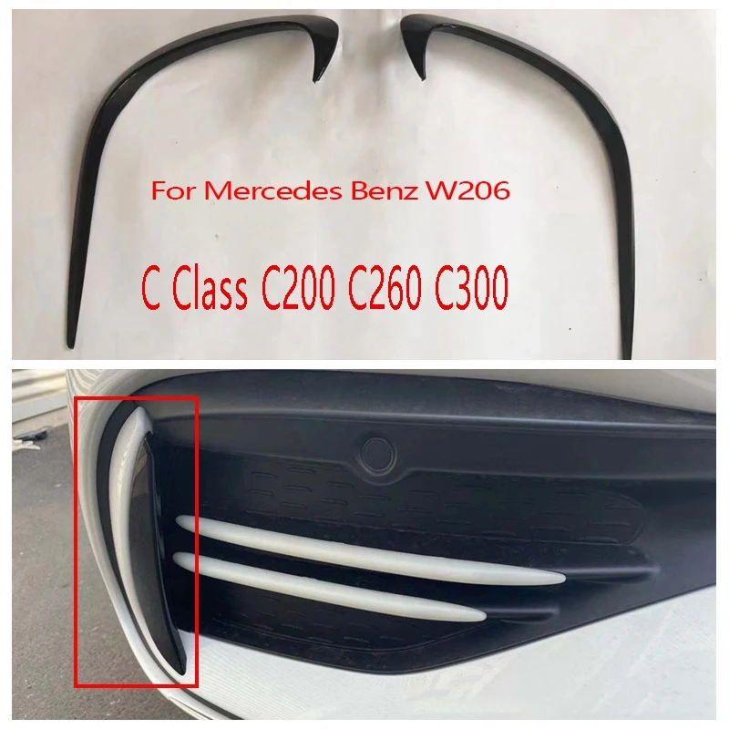 Front Bumper Side Air Knife Splitter Spoiler For Mercedes Benz W206 C Class C200 C260 C300 2022 Wind Knife Trim Sequins