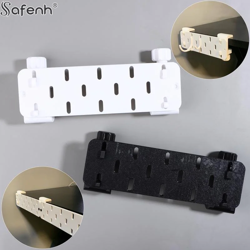 Table Side Perforated Pegboard Organizer No Drill Desk Edge Storage Board with Hooks Multi Function Holder for Office Supplies