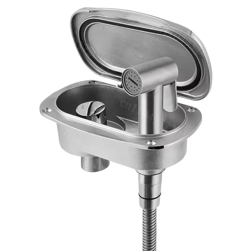 316 Stainless Steel Hot Cold Deck Shower Kit Marine Outdoor Pull Out Shower Set for Yacht RV Camper Use
