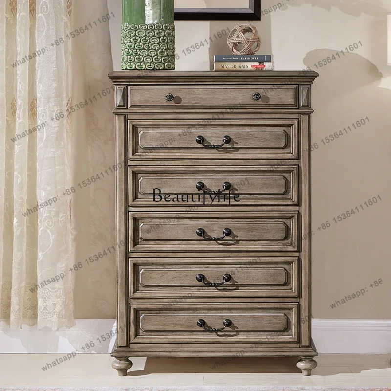 yj58 American solid wood six-chest cabinet Nordic light luxury household locker