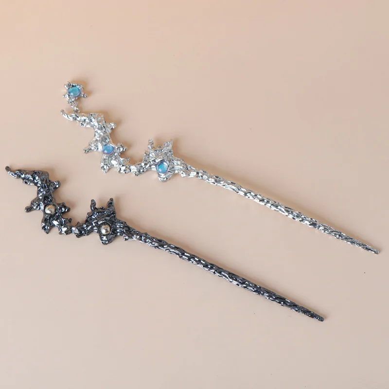 빈티지 월장석 머리 스틱 중국 스타일 간단한 머리 젓가락 머리핀 디스크 스틱 헤어 클립 머리 장식 헤어 액세서리